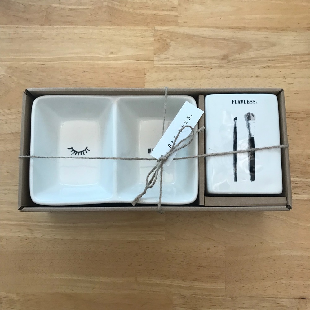 NEW RAE DUNN Beauty Organization Makeup Cup & Tray